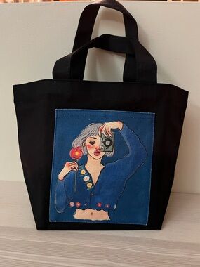 La Dolce Vita - Mini Canvas Tote featuring Camera Girl